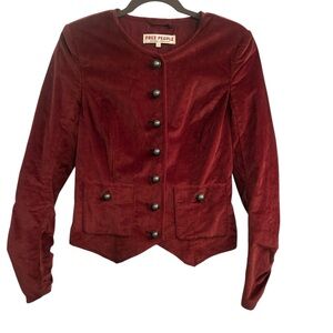 Free People Brick Red Velvet Blazer